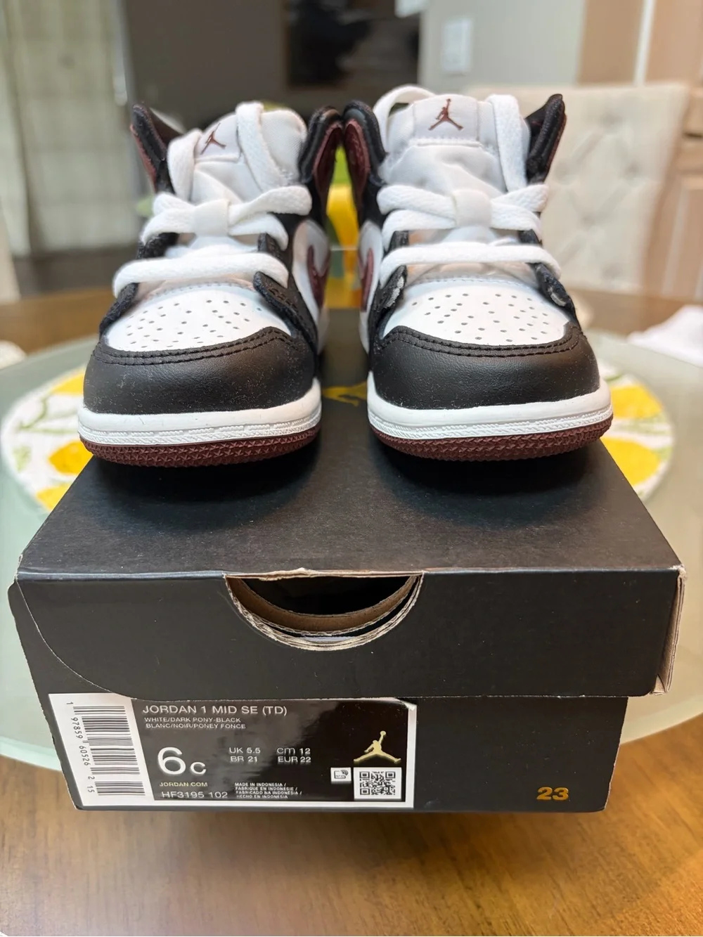 Jordan Kids High-Top Sneakers in White, Black and Dark Pony NEW in BOX